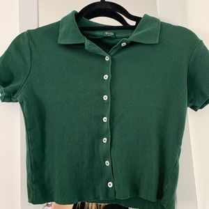 Brandy Melville shirt green collared button up top